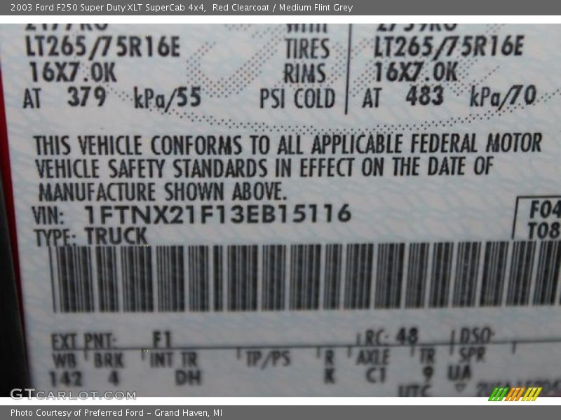 Red Clearcoat / Medium Flint Grey 2003 Ford F250 Super Duty XLT SuperCab 4x4