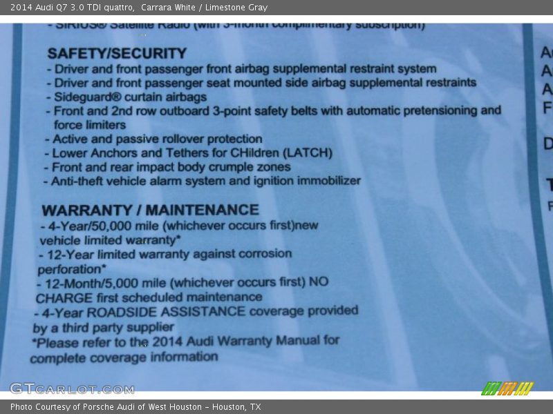 Carrara White / Limestone Gray 2014 Audi Q7 3.0 TDI quattro