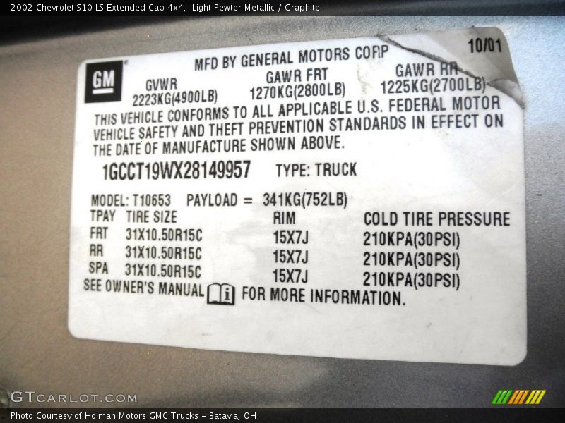 Light Pewter Metallic / Graphite 2002 Chevrolet S10 LS Extended Cab 4x4
