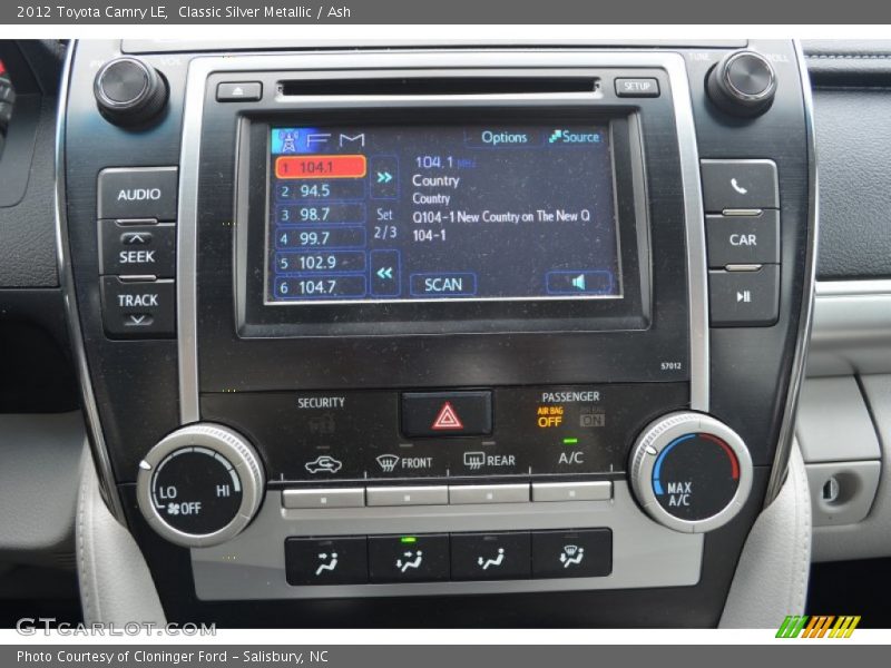 Classic Silver Metallic / Ash 2012 Toyota Camry LE