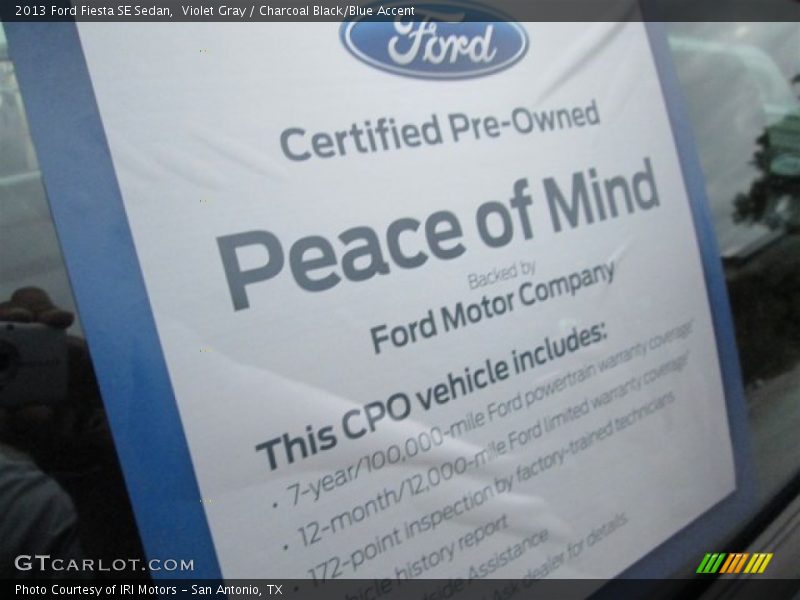 Violet Gray / Charcoal Black/Blue Accent 2013 Ford Fiesta SE Sedan