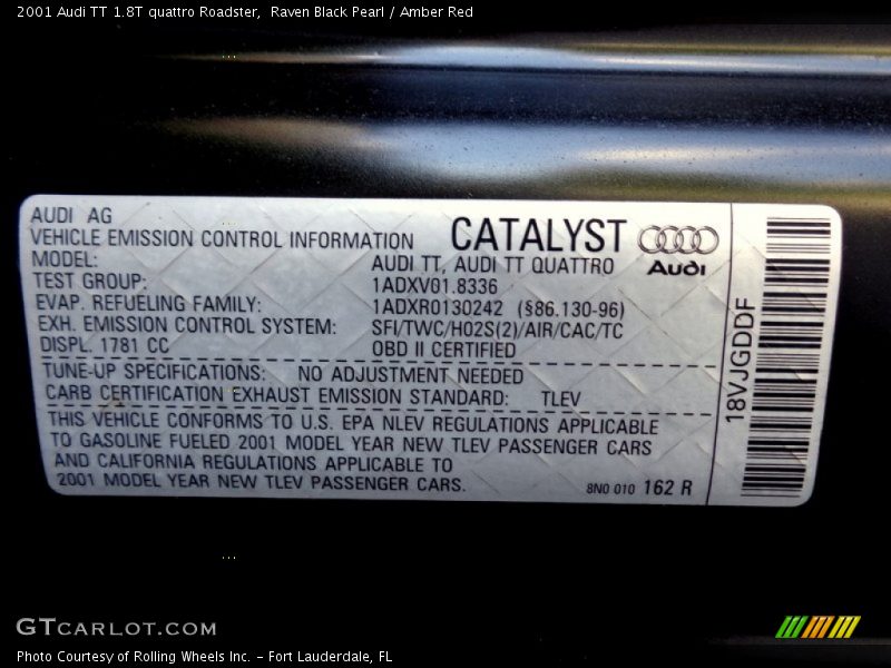 Raven Black Pearl / Amber Red 2001 Audi TT 1.8T quattro Roadster