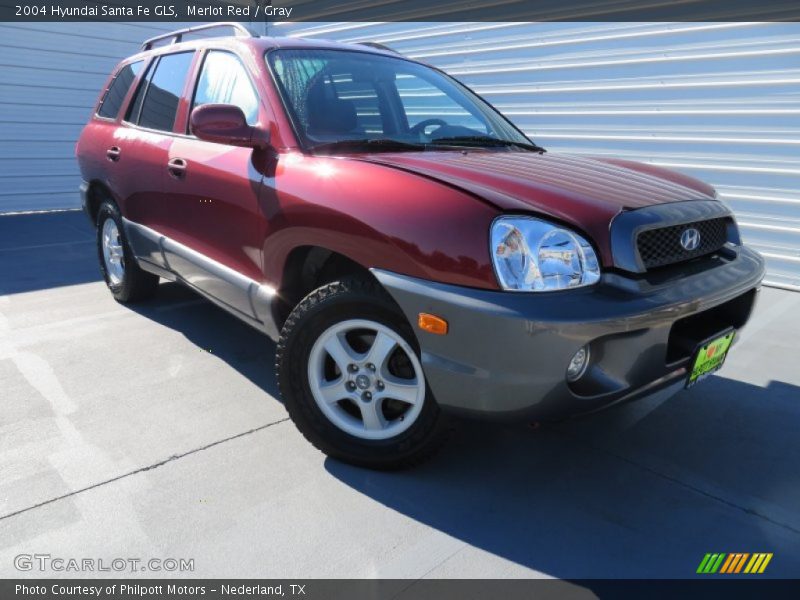 Merlot Red / Gray 2004 Hyundai Santa Fe GLS