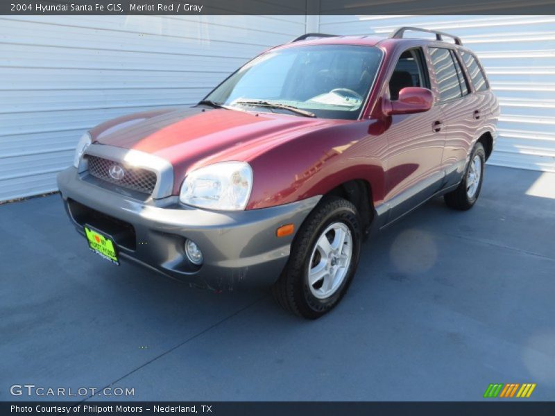Merlot Red / Gray 2004 Hyundai Santa Fe GLS