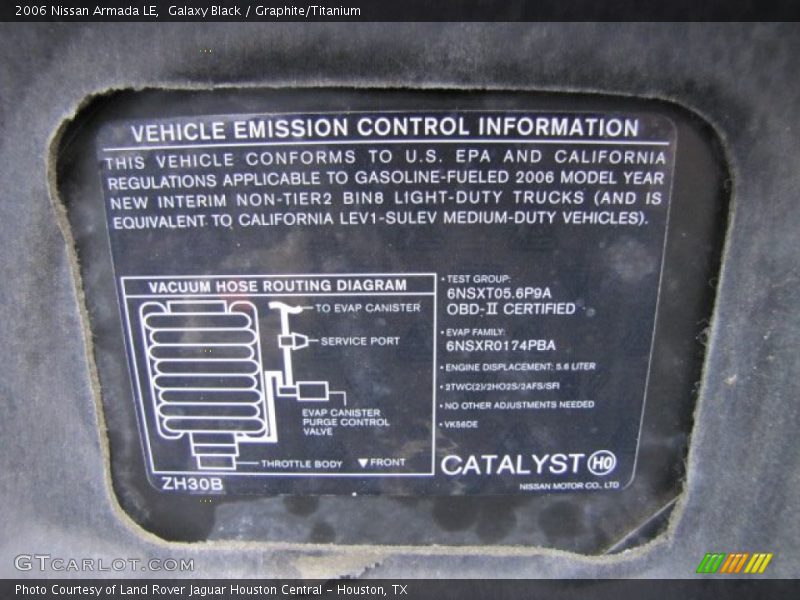 Galaxy Black / Graphite/Titanium 2006 Nissan Armada LE
