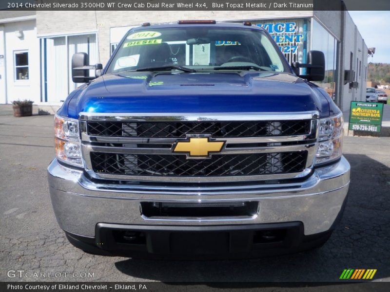 Blue Topaz Metallic / Dark Titanium 2014 Chevrolet Silverado 3500HD WT Crew Cab Dual Rear Wheel 4x4