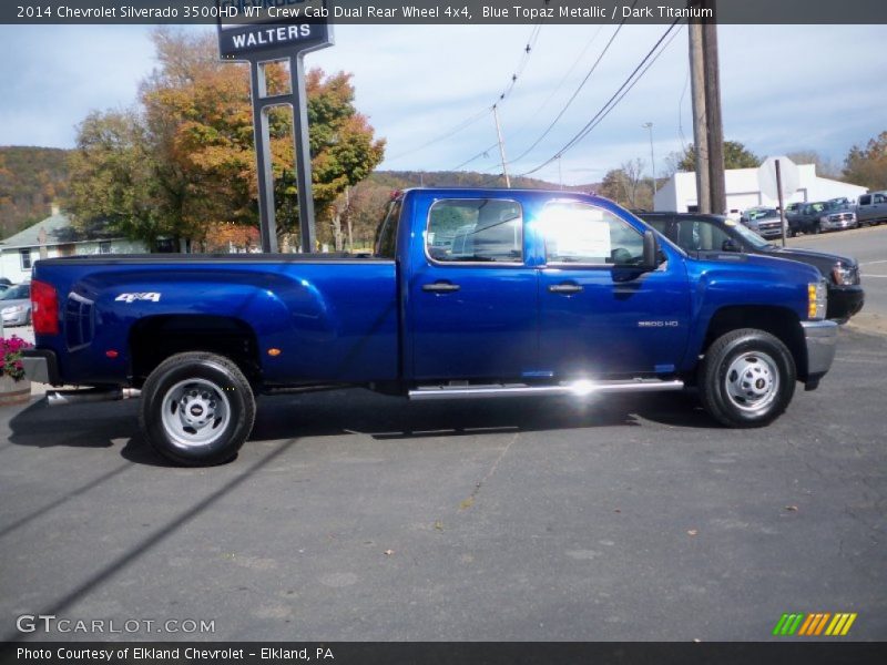 Blue Topaz Metallic / Dark Titanium 2014 Chevrolet Silverado 3500HD WT Crew Cab Dual Rear Wheel 4x4