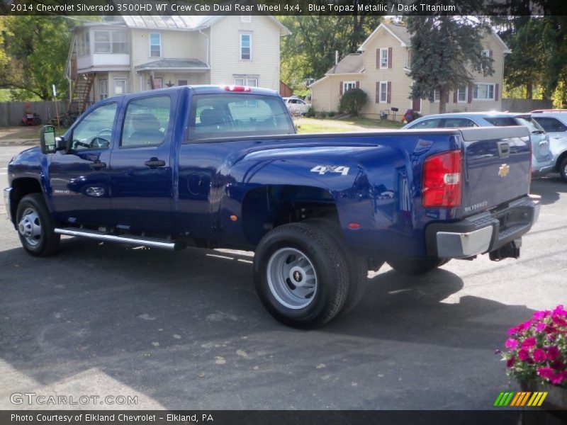 Blue Topaz Metallic / Dark Titanium 2014 Chevrolet Silverado 3500HD WT Crew Cab Dual Rear Wheel 4x4