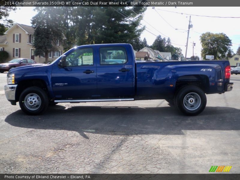 Blue Topaz Metallic / Dark Titanium 2014 Chevrolet Silverado 3500HD WT Crew Cab Dual Rear Wheel 4x4