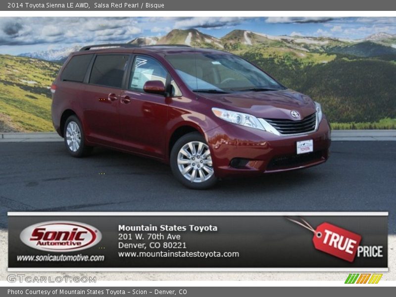 Salsa Red Pearl / Bisque 2014 Toyota Sienna LE AWD