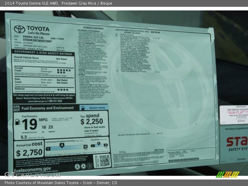 Predawn Gray Mica / Bisque 2014 Toyota Sienna XLE AWD