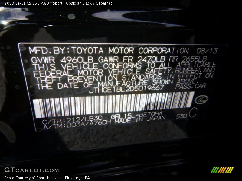 Obsidian Black / Cabernet 2013 Lexus GS 350 AWD F Sport