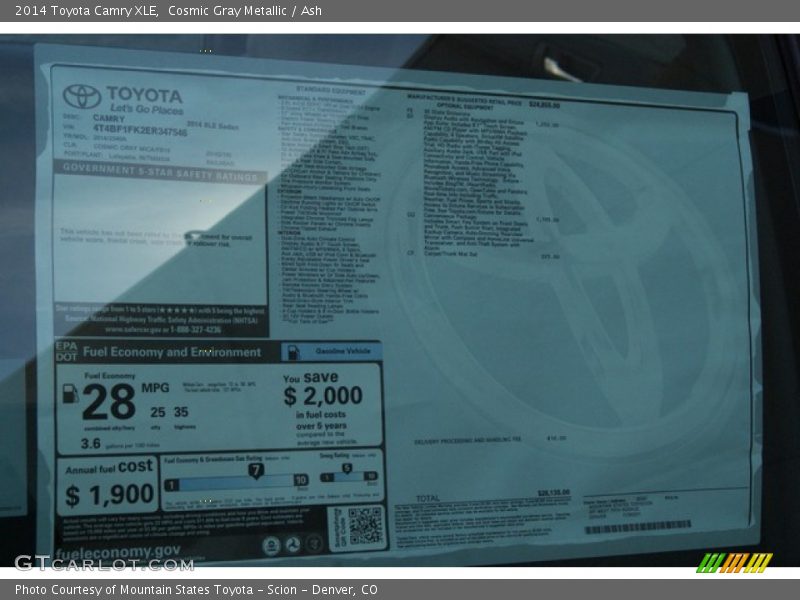 Cosmic Gray Metallic / Ash 2014 Toyota Camry XLE