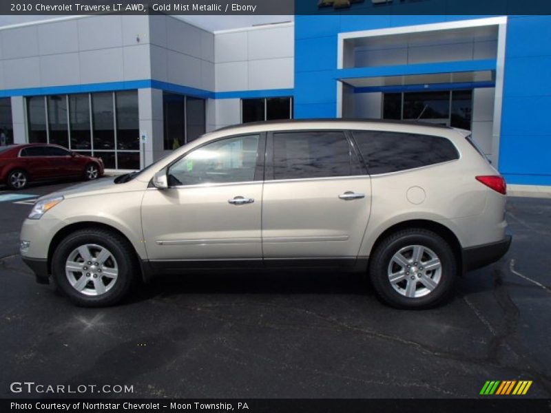 Gold Mist Metallic / Ebony 2010 Chevrolet Traverse LT AWD