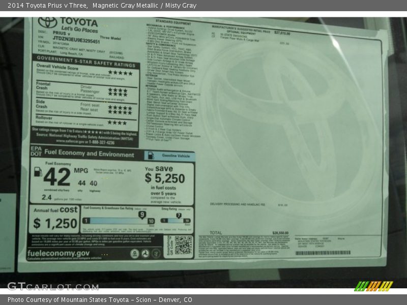 Magnetic Gray Metallic / Misty Gray 2014 Toyota Prius v Three