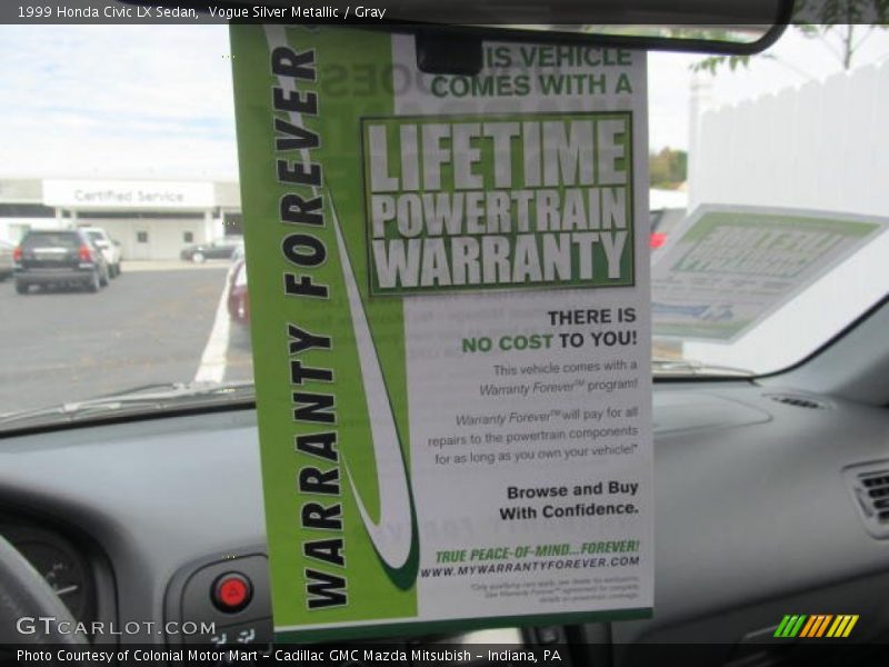 Vogue Silver Metallic / Gray 1999 Honda Civic LX Sedan
