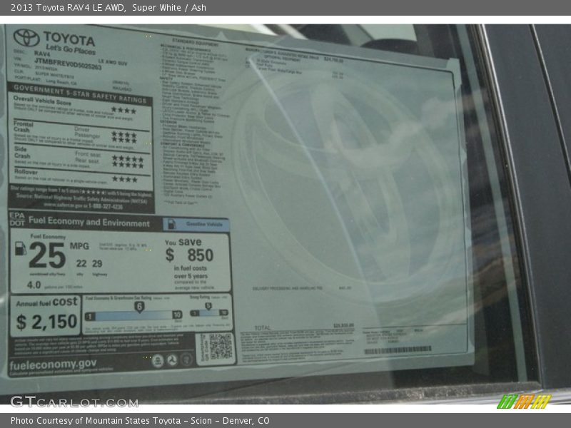 Super White / Ash 2013 Toyota RAV4 LE AWD
