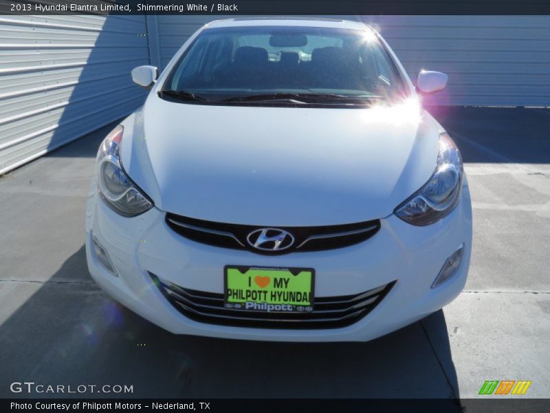 Shimmering White / Black 2013 Hyundai Elantra Limited