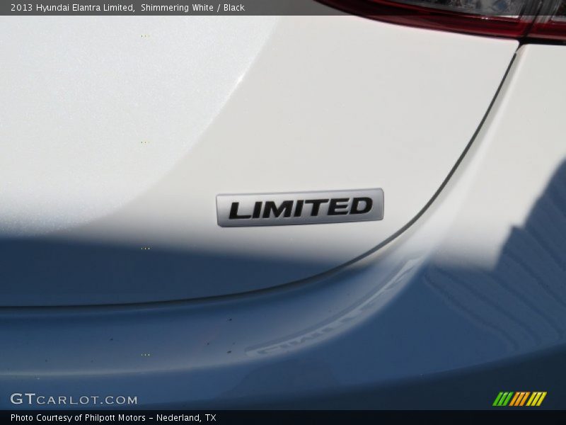 Shimmering White / Black 2013 Hyundai Elantra Limited