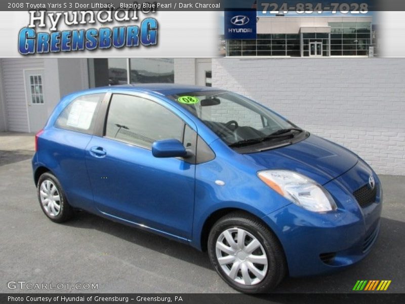 Blazing Blue Pearl / Dark Charcoal 2008 Toyota Yaris S 3 Door Liftback