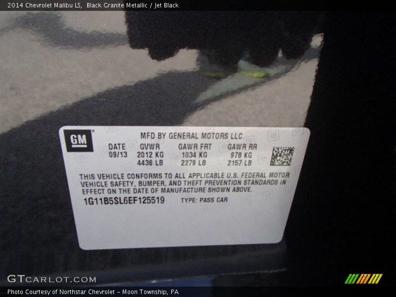 Black Granite Metallic / Jet Black 2014 Chevrolet Malibu LS