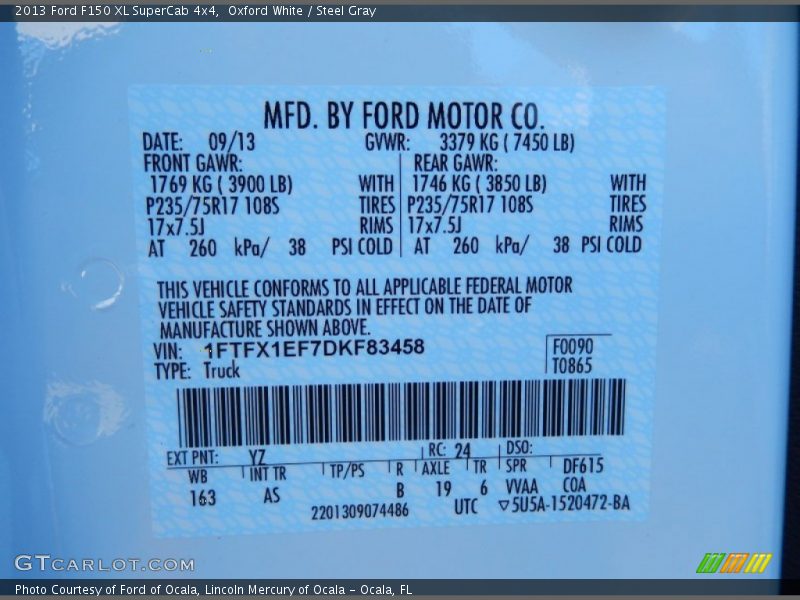 Oxford White / Steel Gray 2013 Ford F150 XL SuperCab 4x4