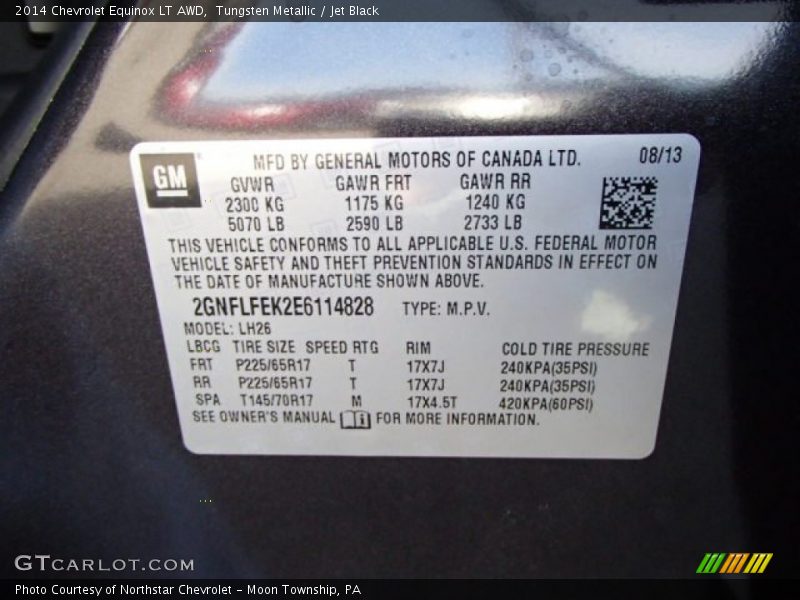 Tungsten Metallic / Jet Black 2014 Chevrolet Equinox LT AWD