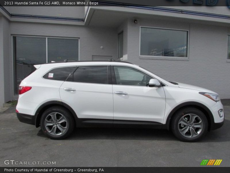 Monaco White / Beige 2013 Hyundai Santa Fe GLS AWD