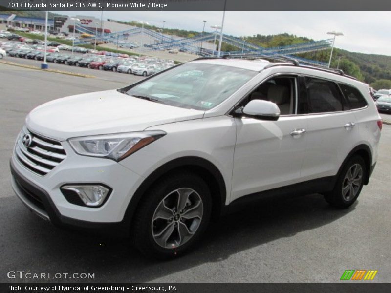 Monaco White / Beige 2013 Hyundai Santa Fe GLS AWD