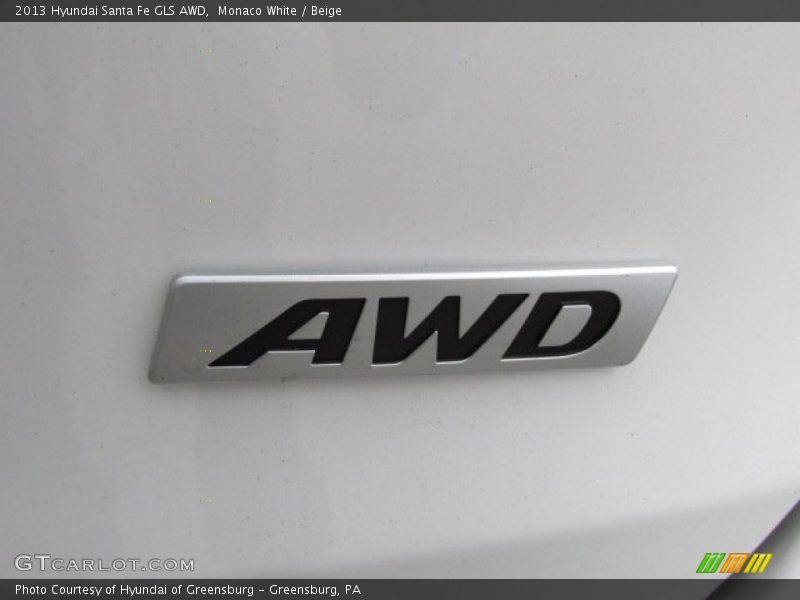 Monaco White / Beige 2013 Hyundai Santa Fe GLS AWD