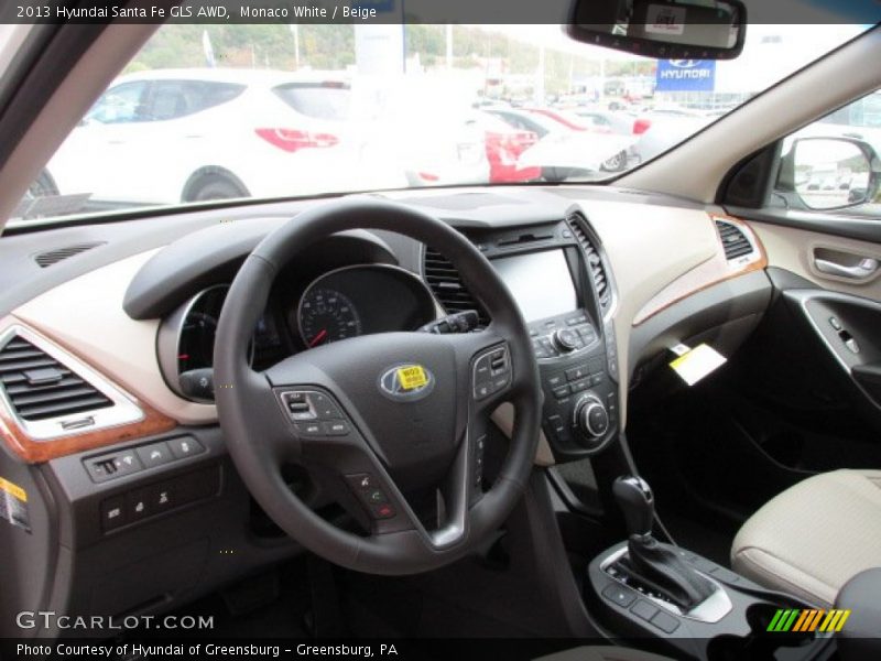 Monaco White / Beige 2013 Hyundai Santa Fe GLS AWD