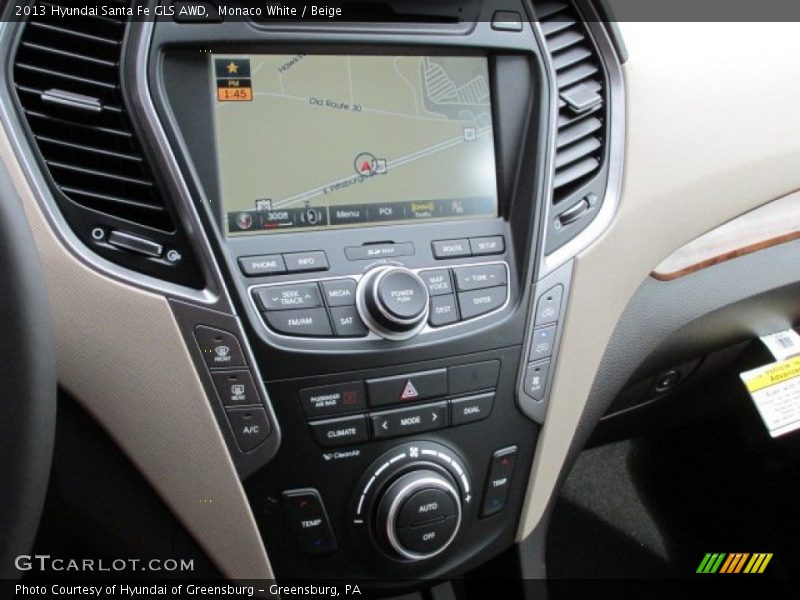Monaco White / Beige 2013 Hyundai Santa Fe GLS AWD