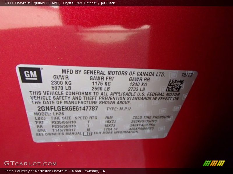 Crystal Red Tintcoat / Jet Black 2014 Chevrolet Equinox LT AWD