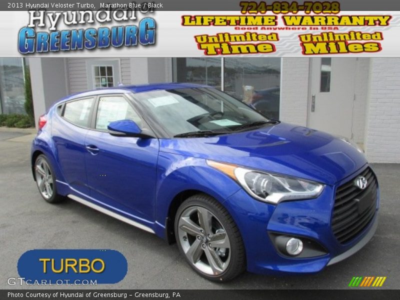 Marathon Blue / Black 2013 Hyundai Veloster Turbo