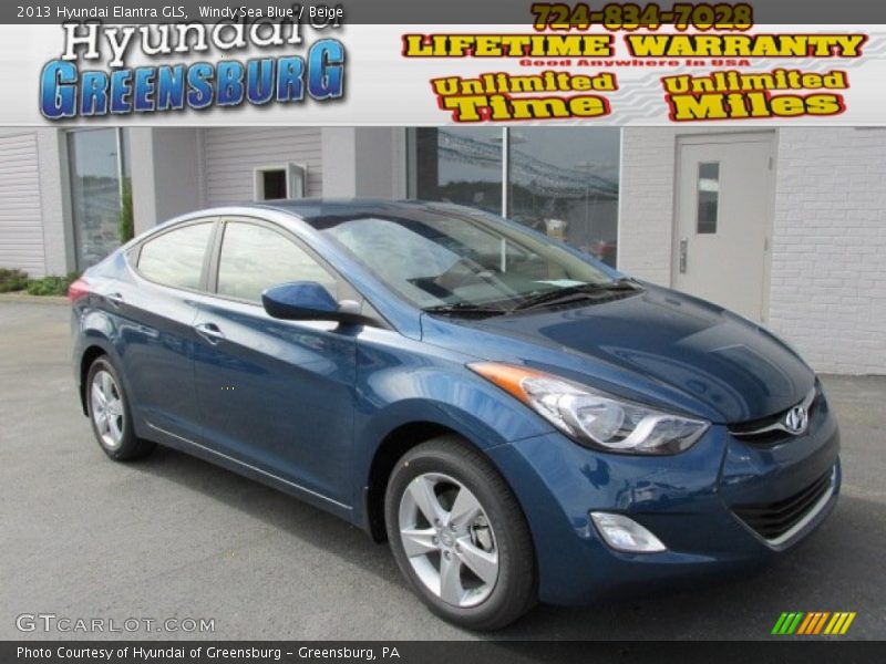 Windy Sea Blue / Beige 2013 Hyundai Elantra GLS