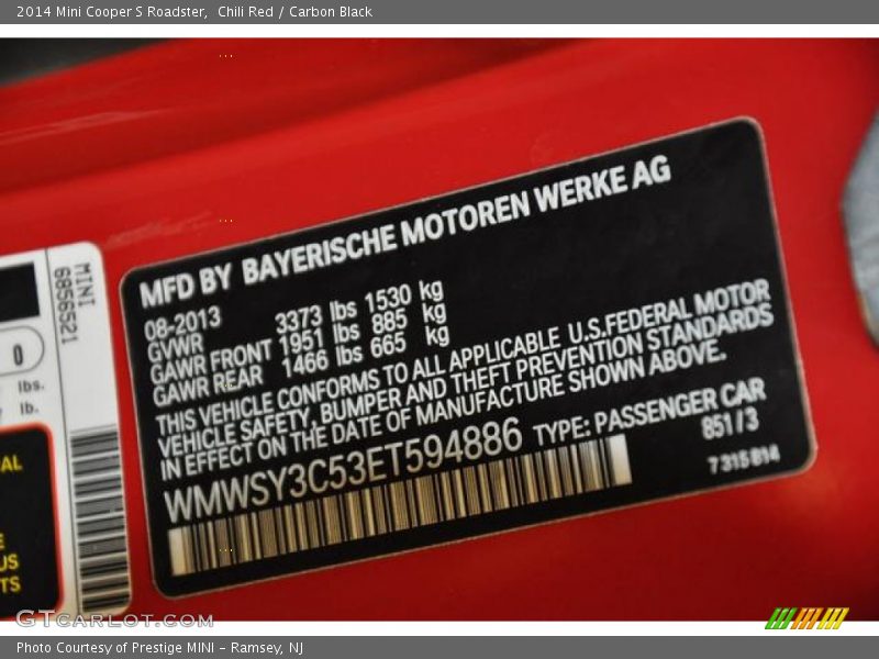Chili Red / Carbon Black 2014 Mini Cooper S Roadster