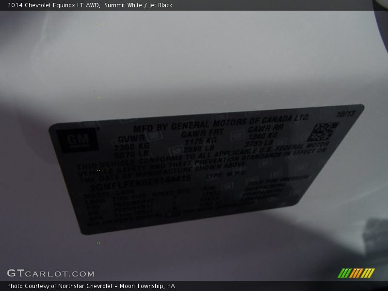 Summit White / Jet Black 2014 Chevrolet Equinox LT AWD