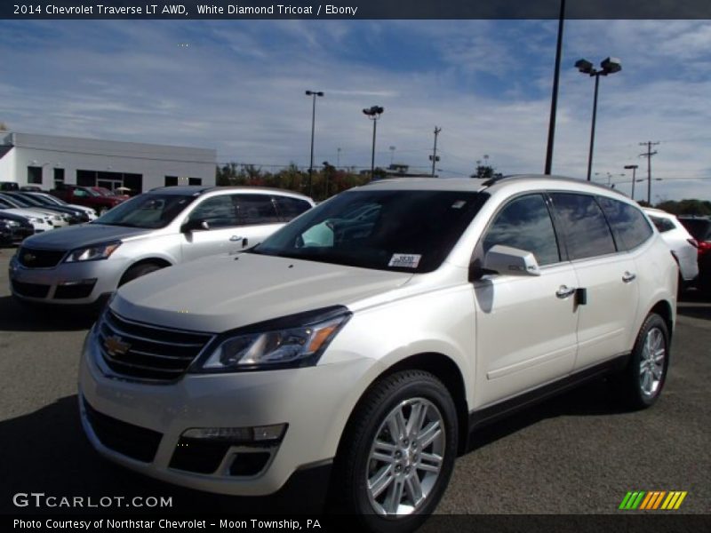 White Diamond Tricoat / Ebony 2014 Chevrolet Traverse LT AWD