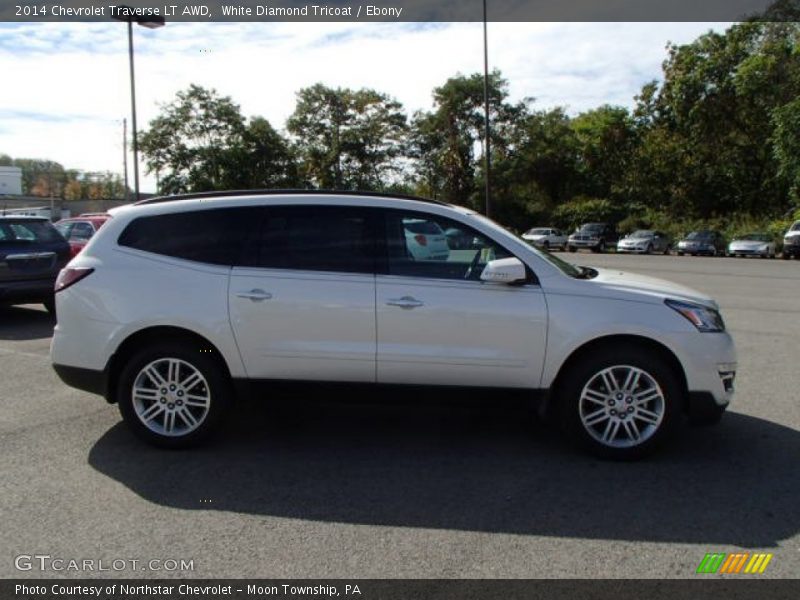 White Diamond Tricoat / Ebony 2014 Chevrolet Traverse LT AWD