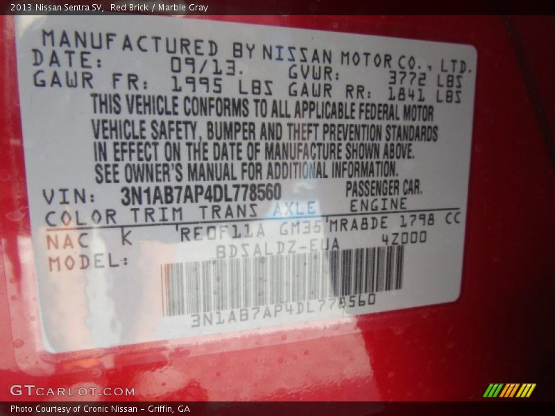 Red Brick / Marble Gray 2013 Nissan Sentra SV
