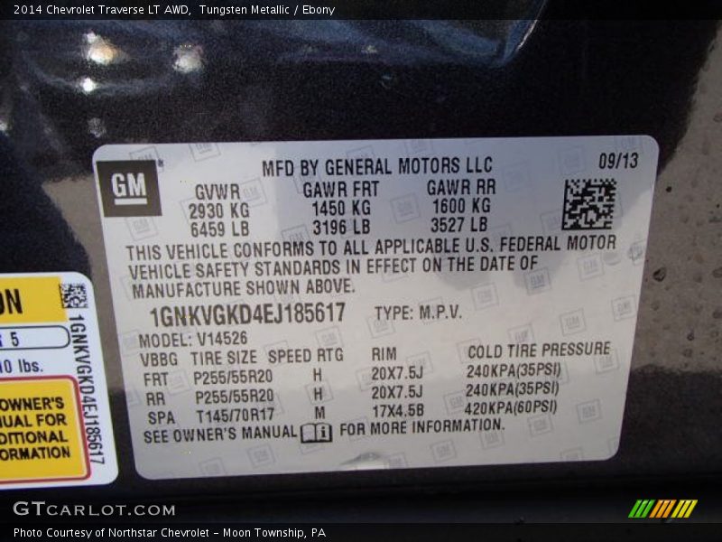 Tungsten Metallic / Ebony 2014 Chevrolet Traverse LT AWD