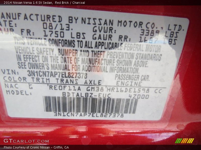 Red Brick / Charcoal 2014 Nissan Versa 1.6 SV Sedan