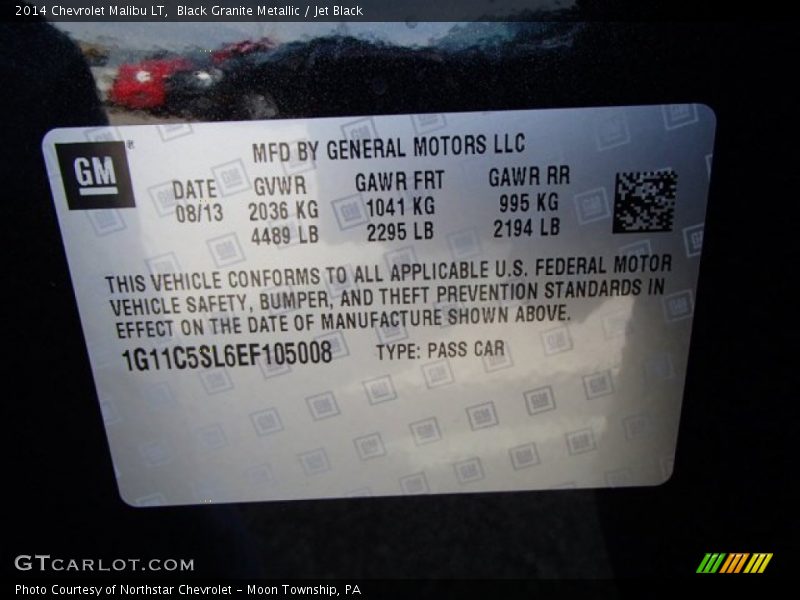 Black Granite Metallic / Jet Black 2014 Chevrolet Malibu LT