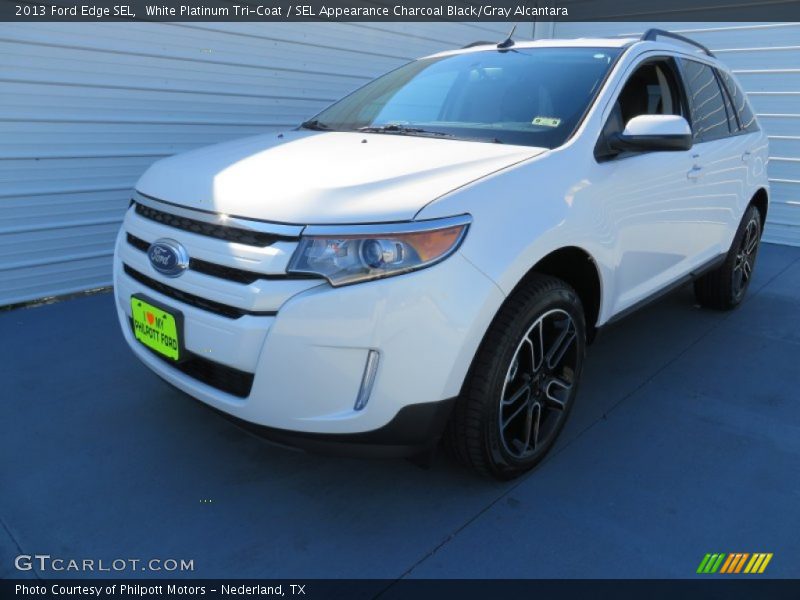 White Platinum Tri-Coat / SEL Appearance Charcoal Black/Gray Alcantara 2013 Ford Edge SEL