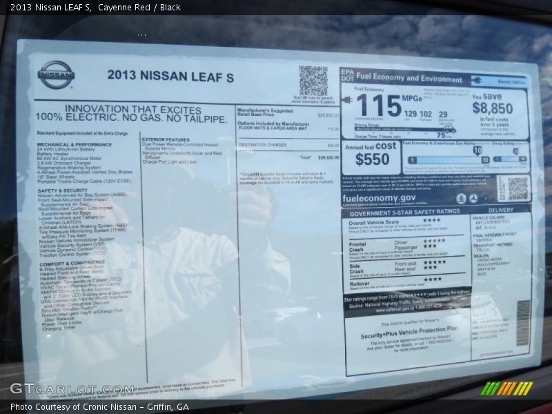  2013 LEAF S Window Sticker