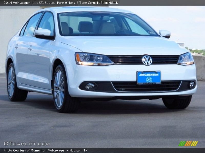 Pure White / 2 Tone Cornsilk Beige/Black 2014 Volkswagen Jetta SEL Sedan