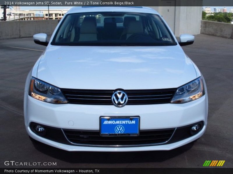 Pure White / 2 Tone Cornsilk Beige/Black 2014 Volkswagen Jetta SEL Sedan