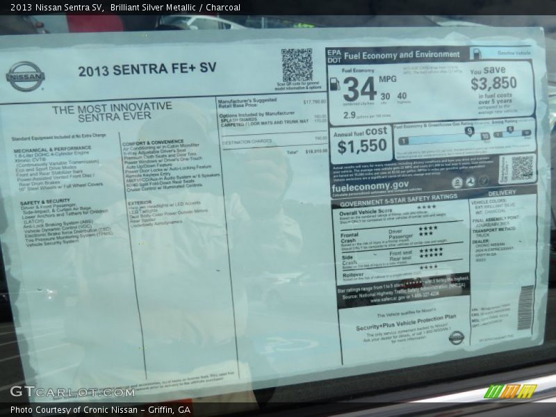 Brilliant Silver Metallic / Charcoal 2013 Nissan Sentra SV