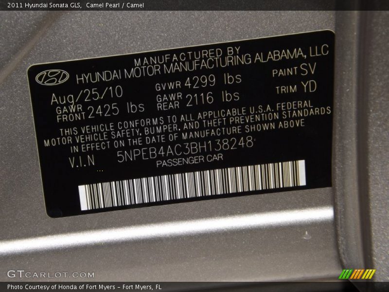 Camel Pearl / Camel 2011 Hyundai Sonata GLS