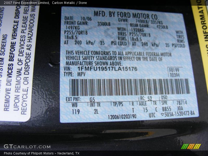 Carbon Metallic / Stone 2007 Ford Expedition Limited